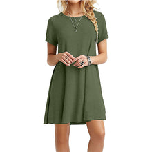 Load image into Gallery viewer, Women Boho solid blue Dress Chiffon Summer Party Evening Beach Mini Dress Sexy Women Clothes Short Sleeve Sundress