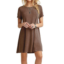 Load image into Gallery viewer, Women Boho solid blue Dress Chiffon Summer Party Evening Beach Mini Dress Sexy Women Clothes Short Sleeve Sundress