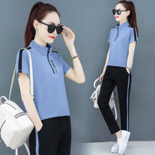 Load image into Gallery viewer, YICIYA Blue Tracksuits for Women Outfits 2 Piece Set Sportswear Co-ord Set Plus Size Xxxl Solid Top and Pants Suits 2020 Summer