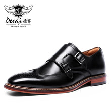Load image into Gallery viewer, DESAI Monk Strap Slip on Genuine Leather Shoe Business Handmade Dress Brogue Shoes for Men with Buckle 2020