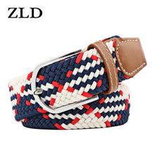 Load image into Gallery viewer, ZLD Hot Colors Men Women Casual Knitted pin buckle Belt Woven Canvas Elastic Stretch Belts Plain Webbing 2020 fashion 105-110cm