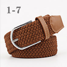 Load image into Gallery viewer, ZLD Hot Colors Men Women Casual Knitted pin buckle Belt Woven Canvas Elastic Stretch Belts Plain Webbing 2020 fashion 105-110cm