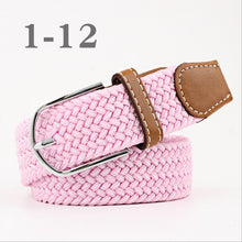 Load image into Gallery viewer, ZLD Hot Colors Men Women Casual Knitted pin buckle Belt Woven Canvas Elastic Stretch Belts Plain Webbing 2020 fashion 105-110cm