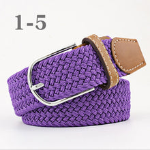 Load image into Gallery viewer, ZLD Hot Colors Men Women Casual Knitted pin buckle Belt Woven Canvas Elastic Stretch Belts Plain Webbing 2020 fashion 105-110cm