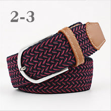 Load image into Gallery viewer, ZLD Hot Colors Men Women Casual Knitted pin buckle Belt Woven Canvas Elastic Stretch Belts Plain Webbing 2020 fashion 105-110cm