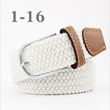Load image into Gallery viewer, ZLD Hot Colors Men Women Casual Knitted pin buckle Belt Woven Canvas Elastic Stretch Belts Plain Webbing 2020 fashion 105-110cm