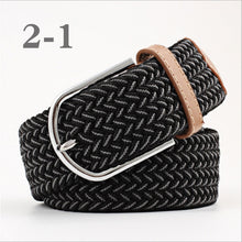 Load image into Gallery viewer, ZLD Hot Colors Men Women Casual Knitted pin buckle Belt Woven Canvas Elastic Stretch Belts Plain Webbing 2020 fashion 105-110cm