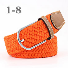 Load image into Gallery viewer, ZLD Hot Colors Men Women Casual Knitted pin buckle Belt Woven Canvas Elastic Stretch Belts Plain Webbing 2020 fashion 105-110cm