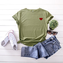 Load image into Gallery viewer, JCGO Summer Cotton Women Heart Print T Shirt S-5XL Plus Size Short Sleeve Tees Tops Casual Simple O-Neck Female TShirts