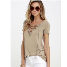 Load image into Gallery viewer, 6 Colors T-Shirt V-neck Women T Shirt Summer Short Sleeve femme top tee tshirt