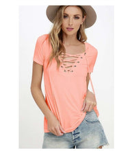 Load image into Gallery viewer, 6 Colors T-Shirt V-neck Women T Shirt Summer Short Sleeve femme top tee tshirt