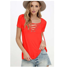 Load image into Gallery viewer, 6 Colors T-Shirt V-neck Women T Shirt Summer Short Sleeve femme top tee tshirt