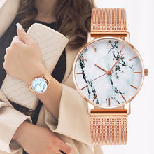 Load image into Gallery viewer, 2020 Fashion Rose Gold Mesh Belt Creative Marble Women's Watch Luxury Women's Quartz Watch Gift Relogio Feminino Direct Shipping