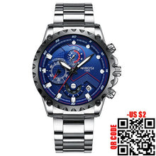 Load image into Gallery viewer, Military Watches Men Quartz Analog Men Watches Stainless Steel Time Date Clock Men Luxury Brand Hot Famous Brand Watches NIBOSI
