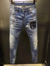 Load image into Gallery viewer, 2019 New Fashion Ripped Italian style Jeans Men Patchwork Hollow Out Printed Beggar Cropped Pants Man Cowboys Demin Pants Male