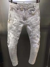 Load image into Gallery viewer, 2019 New Fashion Ripped Italian style Jeans Men Patchwork Hollow Out Printed Beggar Cropped Pants Man Cowboys Demin Pants Male