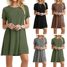 Load image into Gallery viewer, Women Boho solid blue Dress Chiffon Summer Party Evening Beach Mini Dress Sexy Women Clothes Short Sleeve Sundress
