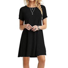 Load image into Gallery viewer, Women Boho solid blue Dress Chiffon Summer Party Evening Beach Mini Dress Sexy Women Clothes Short Sleeve Sundress
