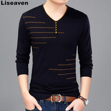 Load image into Gallery viewer, Liseaven Men T Shirt Long Sleeve V-Neck T-Shirt Knitted tshirt Men's Fashion Slim Fit Brand New Tops &amp; Tees
