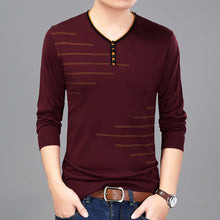 Load image into Gallery viewer, Liseaven Men T Shirt Long Sleeve V-Neck T-Shirt Knitted tshirt Men's Fashion Slim Fit Brand New Tops &amp; Tees
