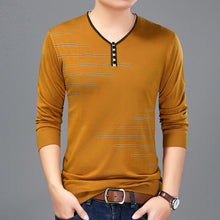 Load image into Gallery viewer, Liseaven Men T Shirt Long Sleeve V-Neck T-Shirt Knitted tshirt Men's Fashion Slim Fit Brand New Tops &amp; Tees
