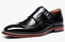 Load image into Gallery viewer, DESAI Monk Strap Slip on Genuine Leather Shoe Business Handmade Dress Brogue Shoes for Men with Buckle 2020
