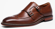 Load image into Gallery viewer, DESAI Monk Strap Slip on Genuine Leather Shoe Business Handmade Dress Brogue Shoes for Men with Buckle 2020
