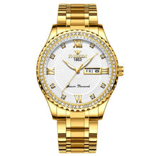 Load image into Gallery viewer, Luxury men's quartz watch brand steel calendar 30 meters Rolexable waterproof men's quartz watch gold clock relogio masculino

