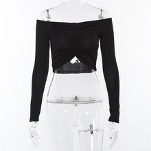 Load image into Gallery viewer, Toplook Sexy T Shirt  Women  Long Sleeve Spring Summer Off Shoulder Crop Top Tops Black Red Tshirt Top Streetwear 2019
