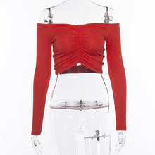 Load image into Gallery viewer, Toplook Sexy T Shirt  Women  Long Sleeve Spring Summer Off Shoulder Crop Top Tops Black Red Tshirt Top Streetwear 2019
