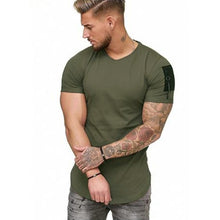 Load image into Gallery viewer, Short Sleeve zipper shoulder streetwear hip hop summer t shirt men Longline curved hem tshirt slim funny t-shirt Plus Size S-3XL

