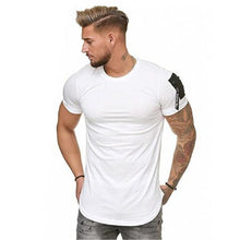 Load image into Gallery viewer, Short Sleeve zipper shoulder streetwear hip hop summer t shirt men Longline curved hem tshirt slim funny t-shirt Plus Size S-3XL
