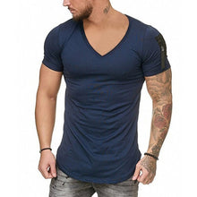Load image into Gallery viewer, Short Sleeve zipper shoulder streetwear hip hop summer t shirt men Longline curved hem tshirt slim funny t-shirt Plus Size S-3XL
