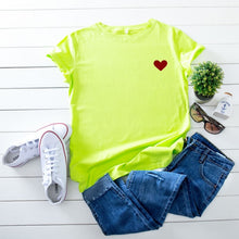 Load image into Gallery viewer, JCGO Summer Cotton Women Heart Print T Shirt S-5XL Plus Size Short Sleeve Tees Tops Casual Simple O-Neck Female TShirts
