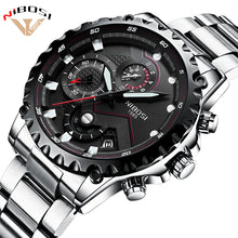 Load image into Gallery viewer, Military Watches Men Quartz Analog Men Watches Stainless Steel Time Date Clock Men Luxury Brand Hot Famous Brand Watches NIBOSI

