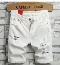 Load image into Gallery viewer, Men Skinny Denim Shorts White Short Jeans New Summer Men Stretch Slim Denim Short Jeans High Quality Men Cotton Denim Shorts
